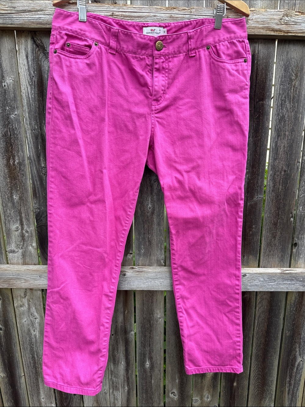 Vineyard Vines Pink Stretch Cotton Straight Leg Pants Size 14